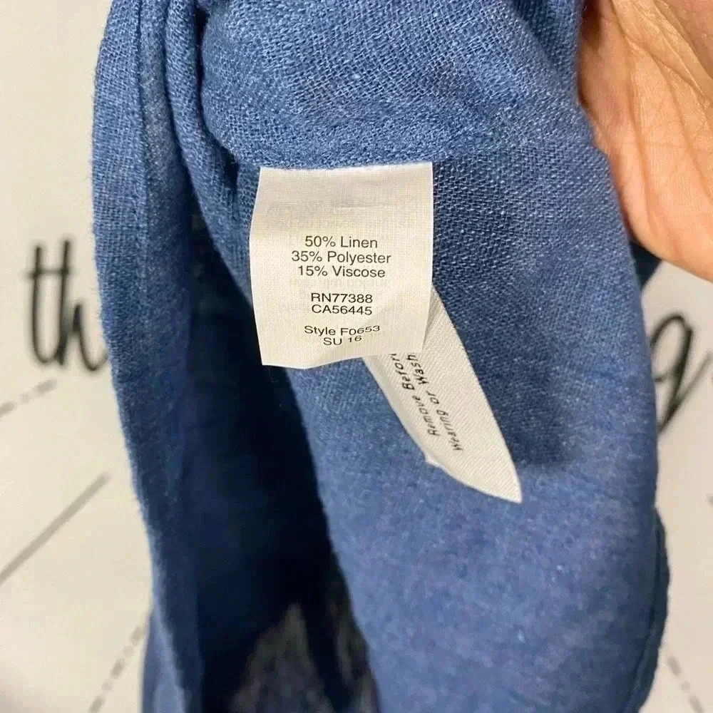MADEWELL Rio Blue Ruffle Off Shoulder Linen Blend Dress - Picture 6 of 7